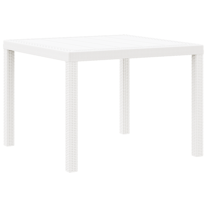 Havebord Hvid 100X100X73 Cm Poly Rattan