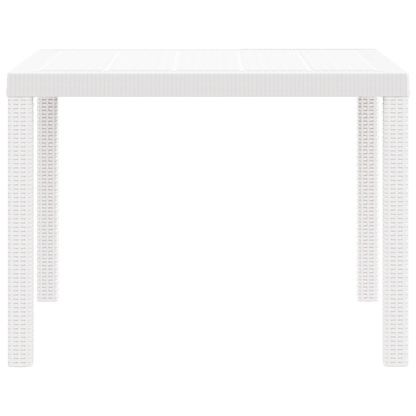 Havebord Hvid 100X100X73 Cm Poly Rattan