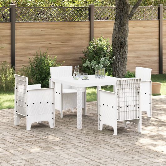 Havebord Hvid 100X100X73 Cm Poly Rattan