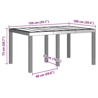 Havebord Antracitgrå 150X100X73 Cm Poly Rattan