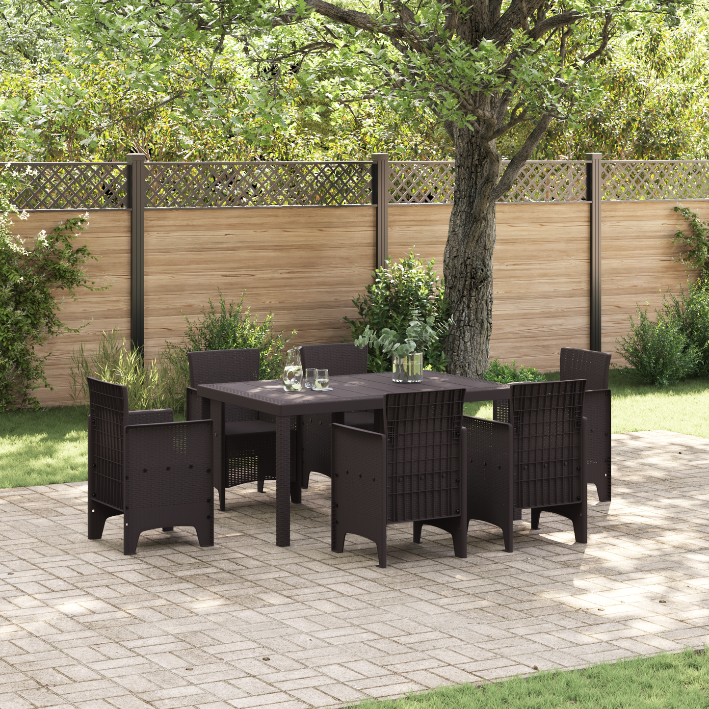 Havebord Brun 150X100X73 Cm Poly Rattan