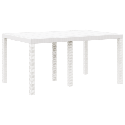 Havebord Hvid 150X100X73 Cm Poly Rattan