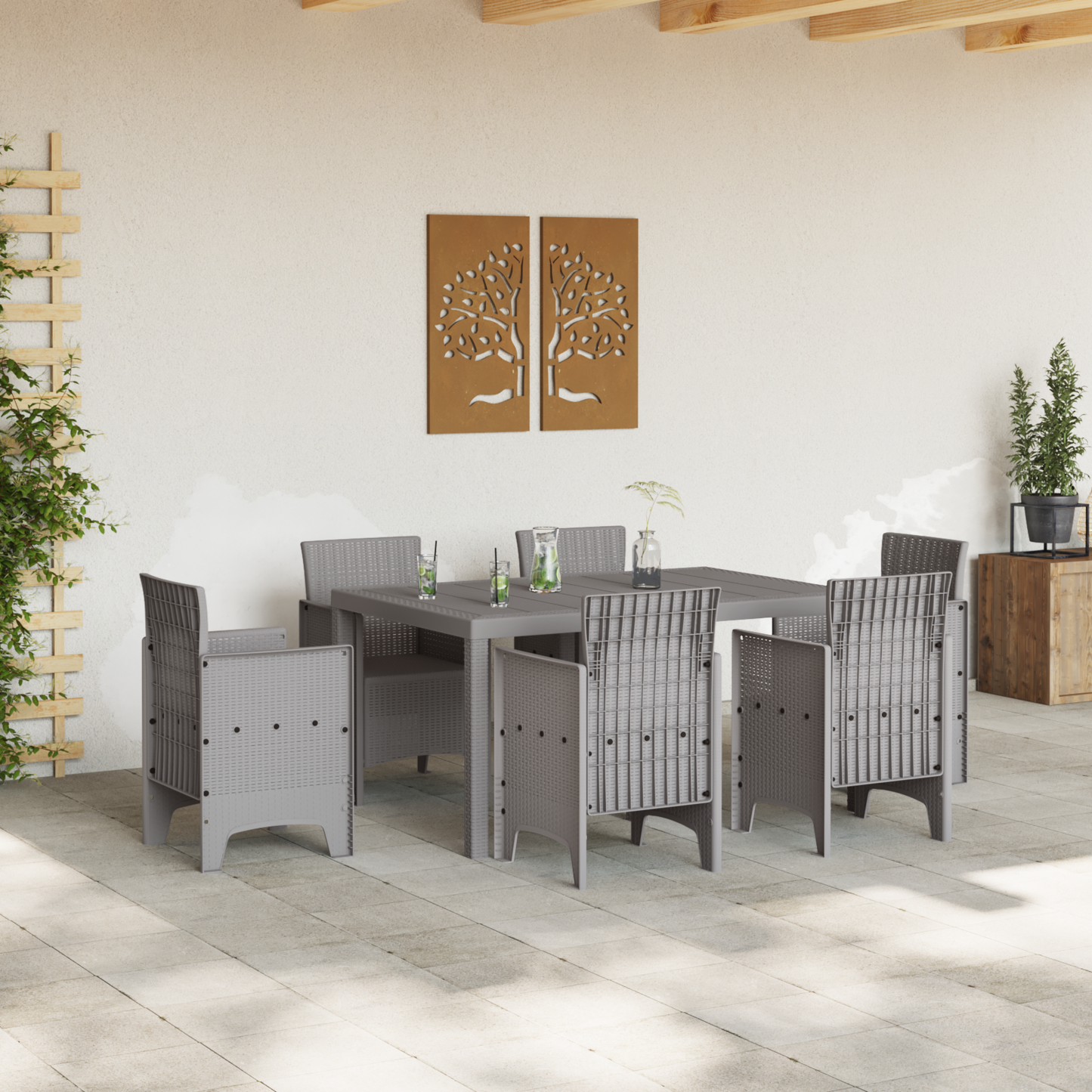 Havebord Lys Grå 150X100X73 Cm Poly Rattan