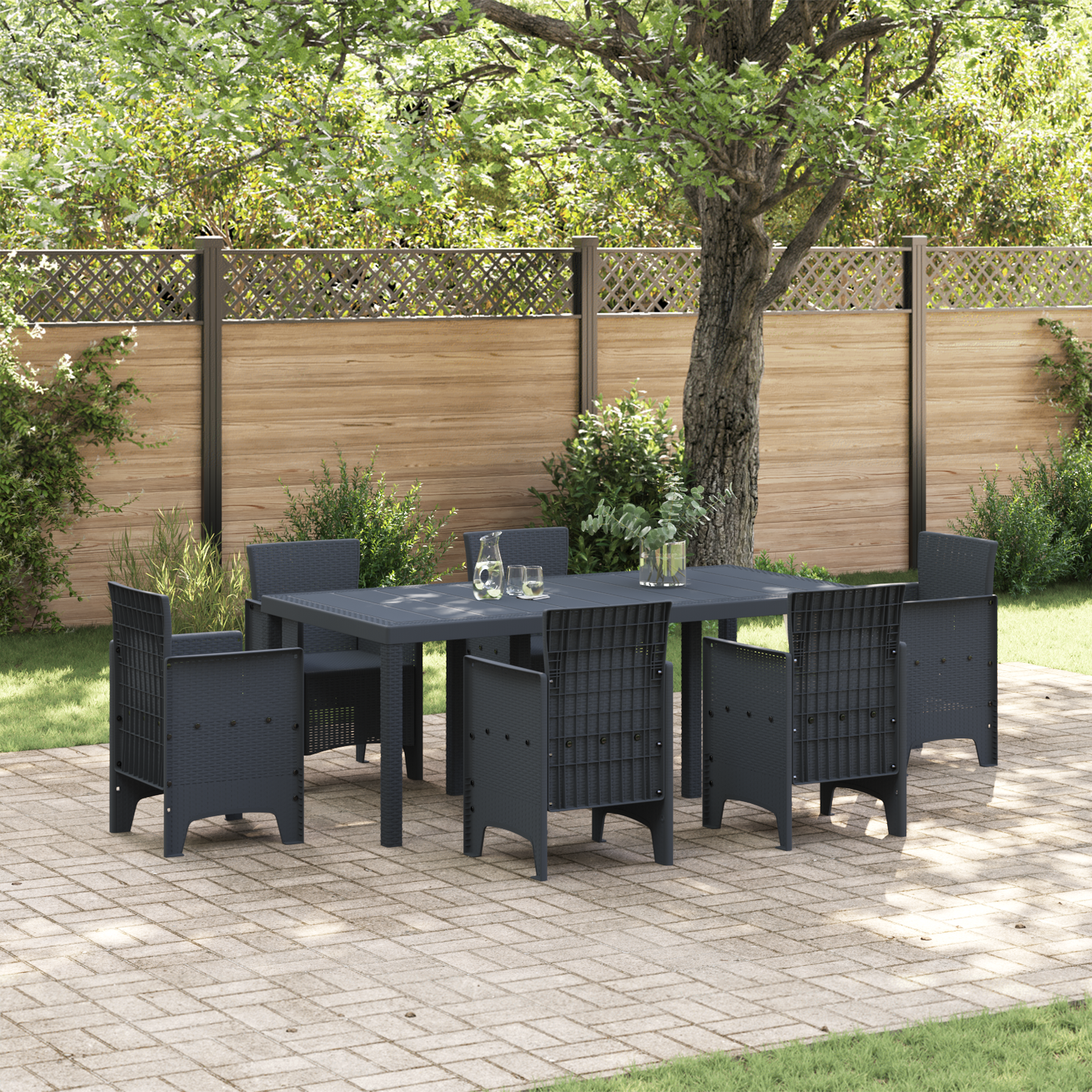 Havebord Antracit 200X100X73 Cm Poly Rattan
