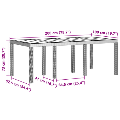Havebord Hvid 200X100X73 Cm Poly Rattan