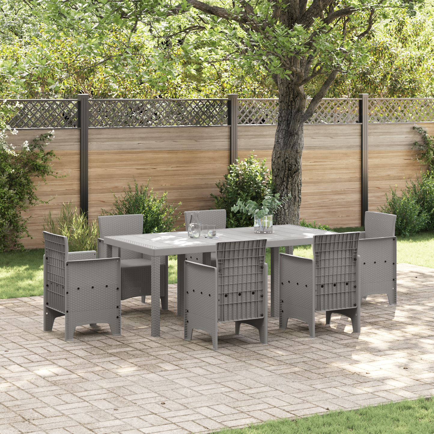 Havebord Lysegrå 200X100X73 Cm Poly Rattan