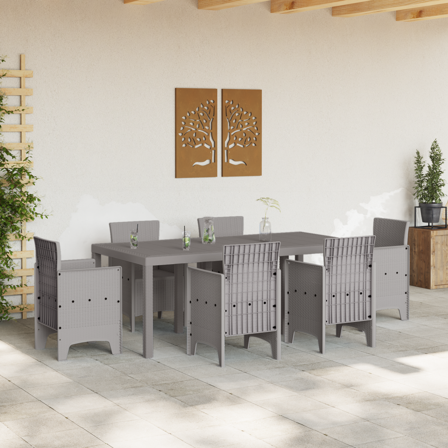 Havebord Lysegrå 200X100X73 Cm Poly Rattan