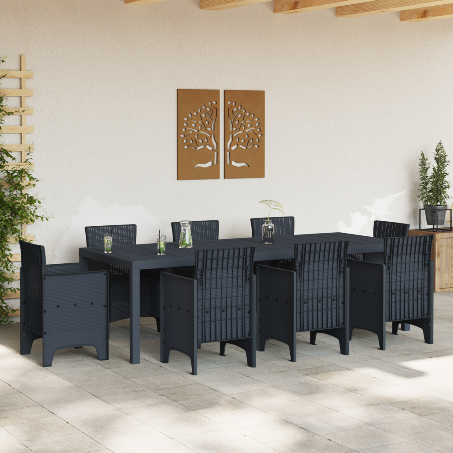 Havebord Antracitgrå 250X100X73 Cm Poly Rattan