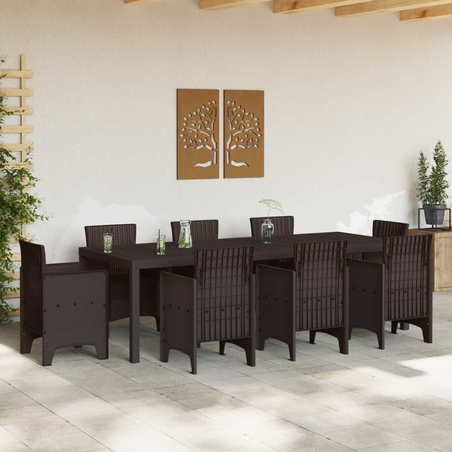 Havetable Brun 250X100X73 Cm Poly Rattan
